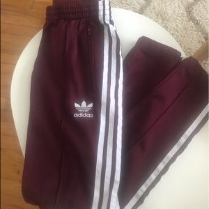 Adidas burgundy track pants sz XX